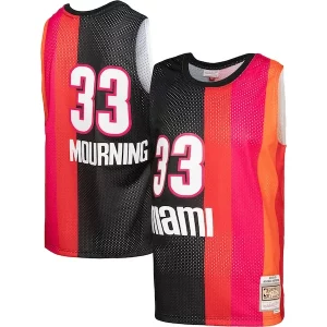 Versátil Ideal Alonzo Mourning Miami Heat Hardwood Classics 2005/06 Split Swingman Jersey Black/Red  para la gran final