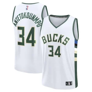Original Giannis Antetokounmpo Milwaukee Bucks Fast Break Replica Player Jersey Association Edition White  para la gran final