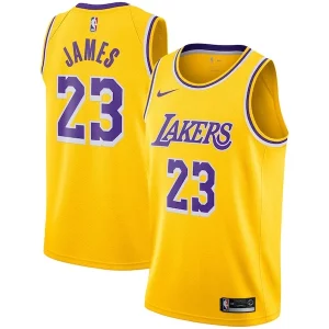 Delicioso Hermoso Fantástico LeBron James Los Angeles Lakers Nike Swingman Player Jersey Gold Icon Edition  para la gran final