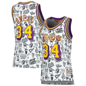 Práctico Perfecto Maravilloso Shaquille O'Neal Los Angeles Lakers Women's 1996 Doodle Swingman Jersey White  para la gran final