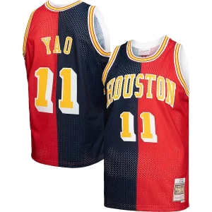 Exquisito Yao Ming Houston Rockets Hardwood Classics 2004/05 Split Swingman Jersey Navy/Red  para la gran final