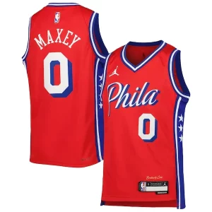 Único Tyrese Maxey Philadelphia 76ers Jordan Brand Youth Swingman Jersey Statement Edition Red  para la gran final