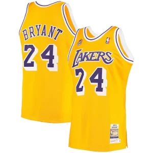 Hermoso Men's Los Angeles Lakers Kobe Bryant Gold 2007 Hardwood Classics Authentic Jersey  para la gran final