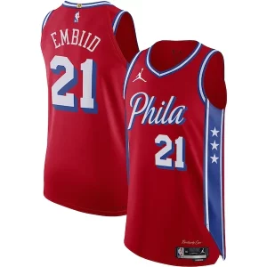Chulo Cool Delicioso Joel Embiid Philadelphia 76ers Jordan Brand Authentic Player Jersey Statement Edition Red  para la gran final