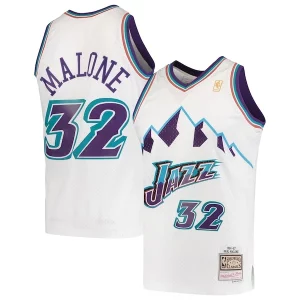 Moderno Karl Malone Utah Jazz 1996/97 Hardwood Classics Swingman Jersey White  para la gran final