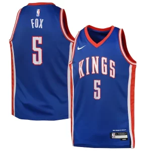 Perfecto Original De'Aaron Fox Sacramento Kings Nike Youth 2024/25 Swingman Player Jersey City Edition Blue  para la gran final