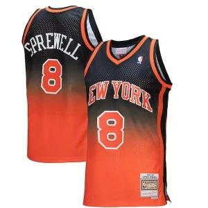 Hermoso Latrell Sprewell New York Knicks 1998/99 Hardwood Classics Fadeaway Swingman Player Jersey Orange/Black  para la gran final