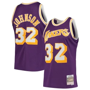 Chulo Clásico Magic Johnson Los Angeles Lakers 1984/85 Hardwood Classics Swingman Jersey Purple/Gold  para la gran final