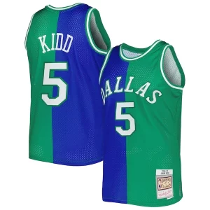 Moderno Sofisticado Jason Kidd Dallas Mavericks Hardwood Classics 1994/95 Split Swingman Jersey Blue/Green  para la gran final