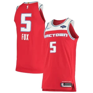 Increíble De'Aaron Fox Sacramento Kings Nike Authentic Badge Jersey City Edition Red  para la gran final