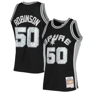 Fantástico Original Genial David Robinson San Antonio Spurs 1998/99 Hardwood Classics NBA 75th Anniversary Diamond Swingman Jersey Black  para la gran final