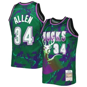 Genial Cool Ray Allen Milwaukee Bucks 1996/97 Hardwood Classics Marble Swingman Jersey Green  para la gran final