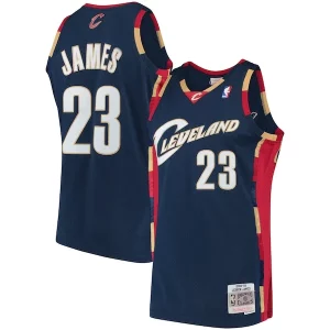 Elegante Versátil LeBron James Cleveland Cavaliers Hardwood Classics Swingman Jersey Navy  para la gran final