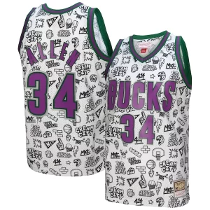 Fantástico Versátil Comodo Ray Allen Milwaukee Bucks 2000/01 Swingman Jersey White  para la gran final