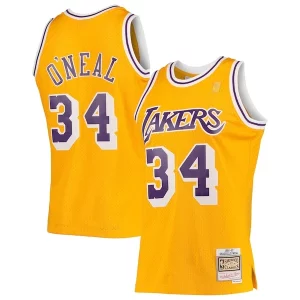 Fantástico Shaquille O'Neal Los Angeles Lakers 1996/97 Hardwood Classics Swingman Jersey Gold/Purple/Royal  para la gran final