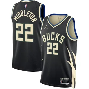 Versátil Encantador Khris Middleton Milwaukee Bucks Jordan Brand Unisex Swingman Jersey Statement Edition Black  para la gran final