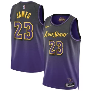 Lujoso Versátil Bonito LeBron James Los Angeles Lakers Nike Unisex 2024/25 Swingman Player Jersey City Edition Purple  para la gran final