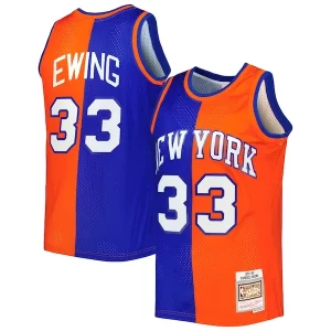 Único Genial Magnífico Patrick Ewing New York Knicks Hardwood Classics 1991/92 Split Swingman Jersey Blue/Orange  para la gran final