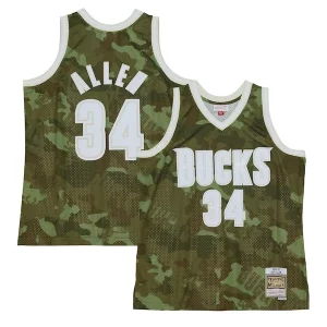 Increíble Hermoso Ray Allen Milwaukee Bucks Hardwood Classics 2000/01 Ghost Green Swingman Jersey Camo  para la gran final