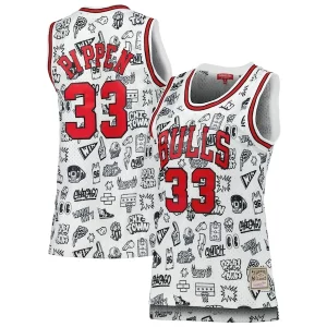 Práctico Scottie Pippen Chicago Bulls Women's 1997 Doodle Swingman Jersey White  para la gran final