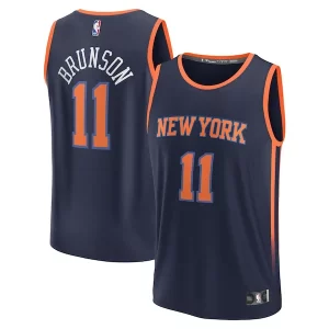 Moderno Original Jalen Brunson New York Knicks Fast Break Replica Player Jersey Statement Edition Navy  para la gran final