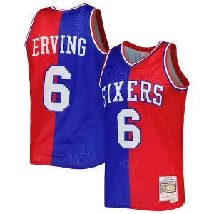 Clásico Elegante Julius Erving Philadelphia 76ers Hardwood Classics 1982/83 Split Swingman Jersey Royal/Red  para la gran final