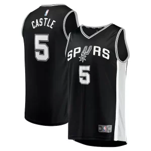 Genial Comodo Stephon Castle San Antonio Spurs 2024 NBA Draft Fast Break Player Jersey Icon Edition Black  para la gran final