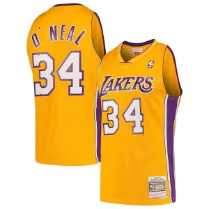 Genial Shaquille O'Neal Los Angeles Lakers Hardwood Classics Swingman Jersey Gold  para la gran final