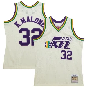 Sofisticado Atractivo Karl Malone Utah Jazz Chainstitch Swingman Jersey Cream  para la gran final