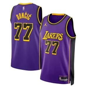 Resistente Cool Luka Dončić Los Angeles Lakers Jordan Brand Statement Edition Swingman Jersey Purple  para la gran final