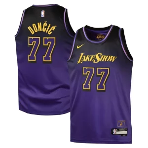 Maravilloso Luka Dončić Los Angeles Lakers Nike City Edition Swingman Jersey 2024 Purple  para la gran final