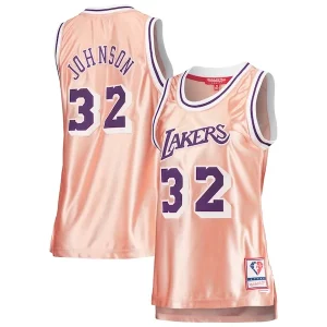 Resistente Sofisticado Elegante Magic Johnson Los Angeles Lakers Women's 75th Anniversary Rose Gold 1984 Swingman Jersey Pink  para la gran final