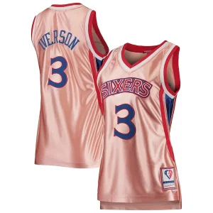 Chulo Allen Iverson Philadelphia 76ers Women's 75th Anniversary Rose Gold 1996 Swingman Jersey Pink  para la gran final