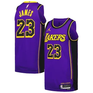 Magnífico LeBron James Los Angeles Lakers Jordan Brand Authentic Player Jersey Statement Edition Purple  para la gran final