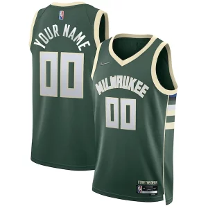 Sofisticado Milwaukee Bucks Nike 2021/22 Diamond Swingman Custom Jersey Icon Edition Hunter Green  para la gran final