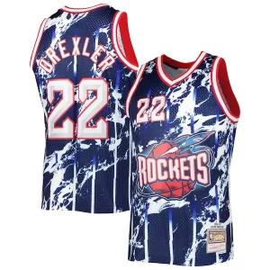 Increíble Moderno Clyde Drexler Houston Rockets 1996/97 Hardwood Classics Marble Swingman Jersey Navy  para la gran final