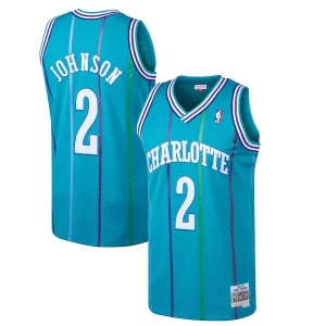 Hermoso Larry Johnson Charlotte Hornets 1992/93 Hardwood Classics Swingman Jersey Teal  para la gran final