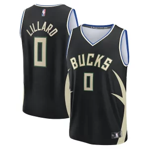 Exquisito Hermoso Damian Lillard Milwaukee Bucks Youth Fast Break Replica Player Jersey Statement Edition Black  para la gran final