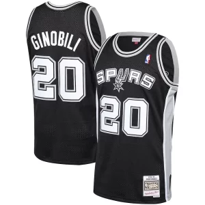 Resistente Clásico Manu Ginobili San Antonio Spurs 2002 03 Hardwood Classics Player Swingman Jersey Black  para la gran final