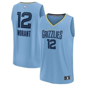 Fácil de llevar Único Ja Morant Memphis Grizzlies Fast Break Replica Player Jersey Statement Edition Light Blue  para la gran final