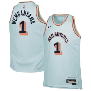 Delicioso Original Único Victor Wembanyama San Antonio Spurs Nike Youth 2024/25 Swingman Player Jersey City Edition Light Blue  para la gran final