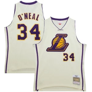 Perfecto Maravilloso Único Shaquille O'Neal Los Angeles Lakers Chainstitch Swingman Jersey Cream  para la gran final