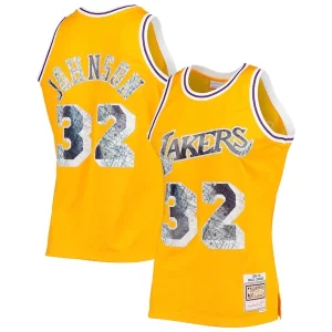 Perfecto Encantador Hermoso Magic Johnson Los Angeles Lakers 1984/85 Hardwood Classics NBA 75th Anniversary Diamond Swingman Jersey Gold  para la gran final