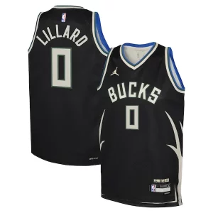 Duradero Perfecto Increíble Damian Lillard Milwaukee Bucks Jordan Brand Youth Swingman Jersey Statement Edition Black  para la gran final