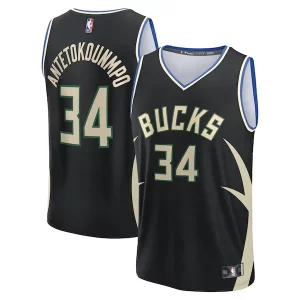 Perfecto Giannis Antetokounmpo Milwaukee Bucks Youth Fast Break Replica Player Jersey Statement Edition Black  para la gran final