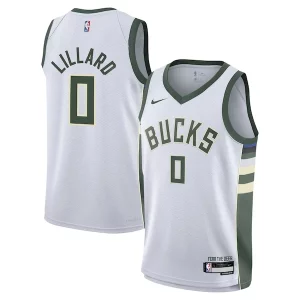 Ideal Damian Lillard Milwaukee Bucks Nike Youth Swingman Jersey Association Edition White  para la gran final