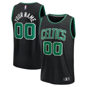 Lujoso Exquisito Boston Celtics Youth Custom Fast Break Jersey Black Statement Edition/Kelly Green/White  para la gran final