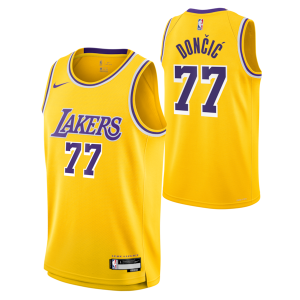 Práctico Luka Dončić Los Angeles Lakers Nike Unisex Swingman Jersey Icon Edition Gold  para la gran final