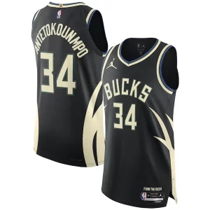 Cool Único Fantástico Giannis Antetokounmpo Milwaukee Bucks Jordan Brand Authentic Player Jersey Statement Edition Black  para la gran final