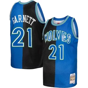 Perfecto Kevin Garnett Minnesota Timberwolves Hardwood Classics 1995/96 Split Swingman Jersey Black/Blue  para la gran final